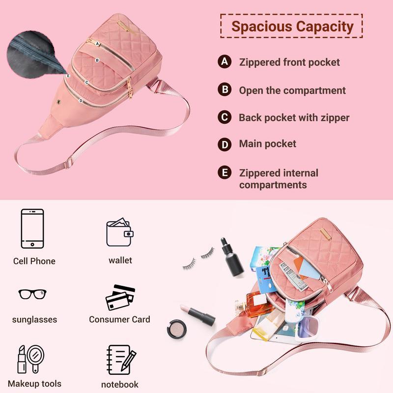 Solid Color Quilted Fanny Pack - Casual Zipper Chest Belt Bum Bag, Adjustable Sling Bag for Daily Use, Lightweight & Waterproof,Fashionable Large Capacity Sling Bag