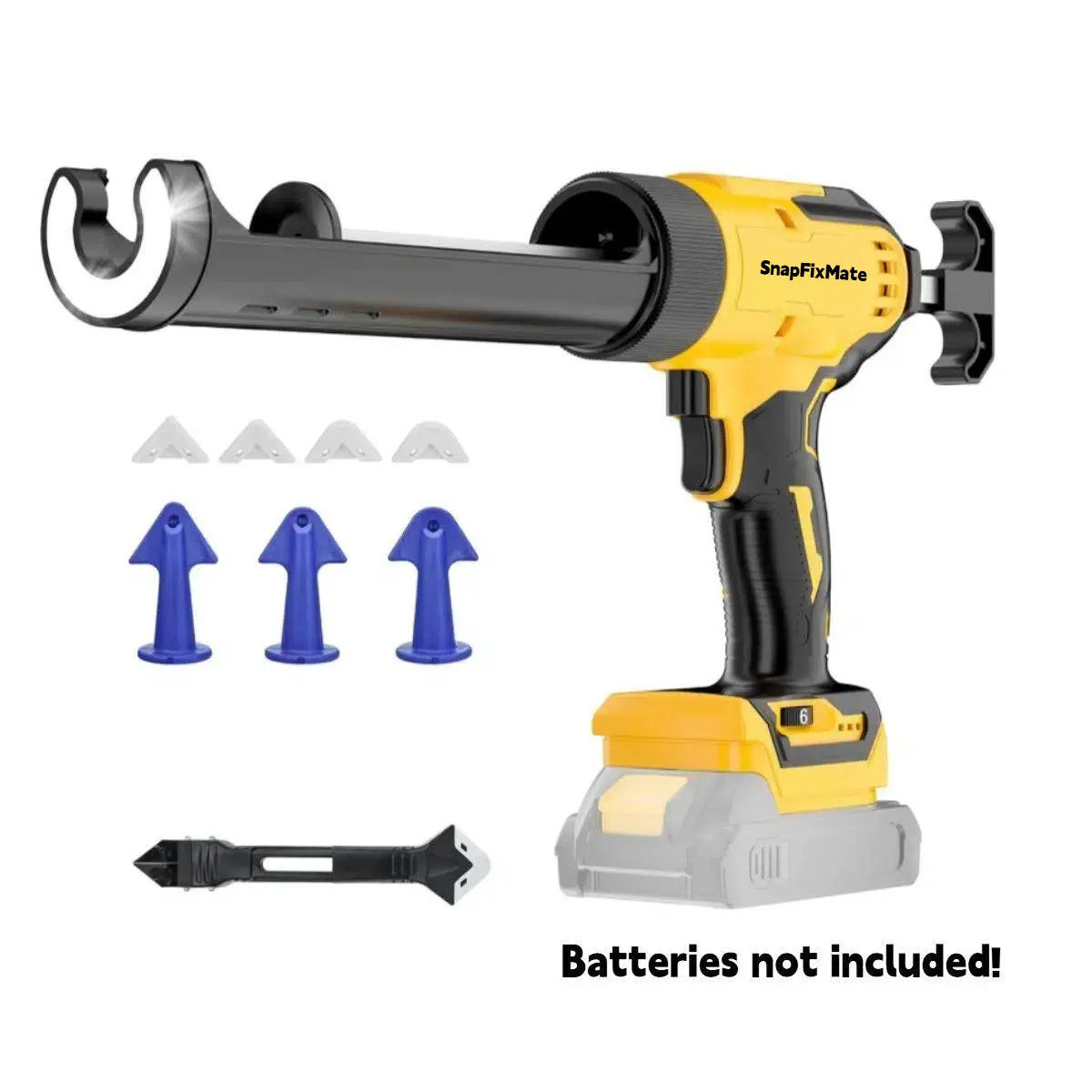GJANSH Cordless Caulking Gun, Compatible With Makita/DeWalt 20V Max Battery(NO Battery), Electric Caulk Gun with 6 Adjustable Speeds, Auto-Retract & Anti-Drip Design for Home & DIY Use