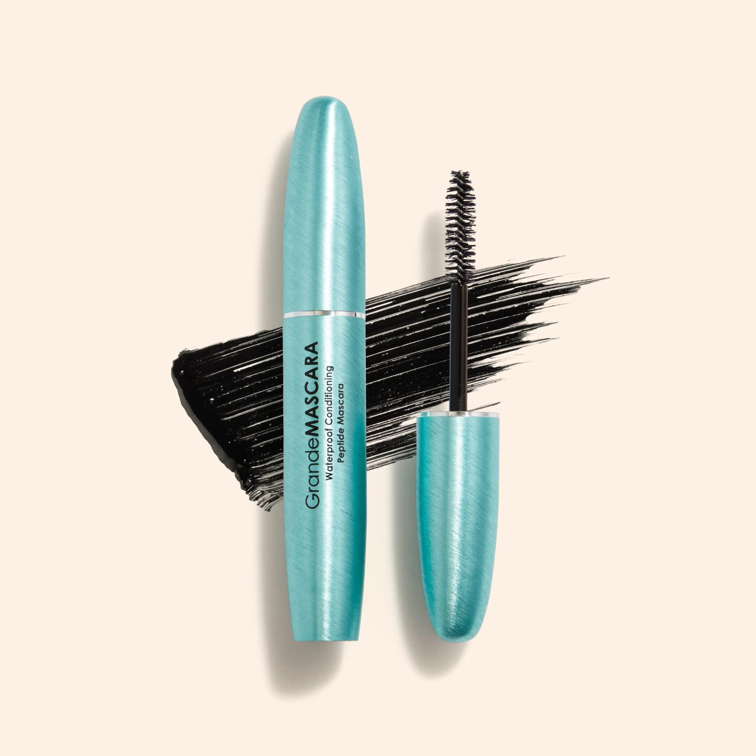GrandeMASCARA Waterproof Conditioning Peptide Mascara - Grande Cosmetics - Buildable Creamy Formula with Myristoyl Pentapeptide-17 & Vitamin E for Healthy Lashes, Easy Removable, Italian Made