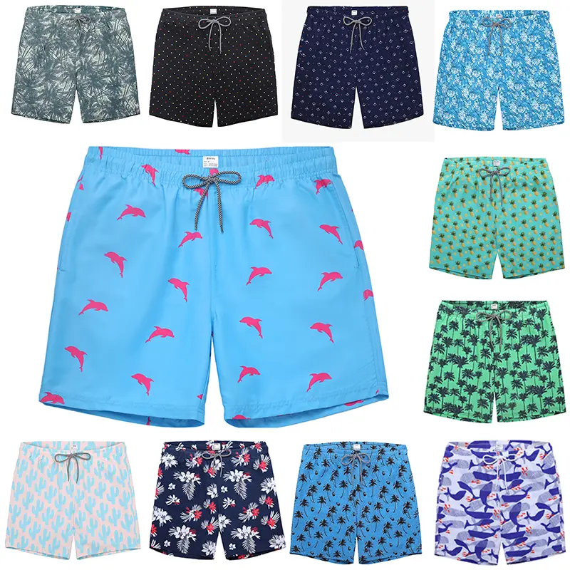 Men's Swim Trunks Hawaiian Bathing Mesh Lining Suit Swimsuits Beach Shorts with Pockets