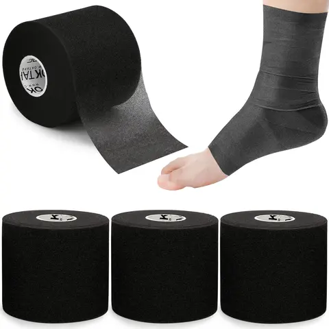 OKTAPE (Ok Tape) Unisex Pre Wrap Tape (4 Rolls, 2.75 In Wide x 30 Yds Long Each, Total 120 Yds) - Adjustable Muscle Support, Stretchy Foam Athletic Underwrap with Strong Grip for Running, Ankles/Wrists Strain Protection
