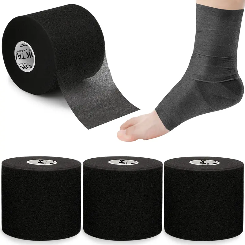 OKTAPE (Ok Tape) Unisex Pre Wrap Tape (4 Rolls, 2.75 In Wide x 30 Yds Long Each, Total 120 Yds) - Adjustable Muscle Support, Stretchy Foam Athletic Underwrap with Strong Grip for Running, Ankles/Wrists Strain Protection