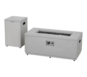 HEATMAXX Propane Rectangle Gas Fire Pit Table w/ Tank Cover