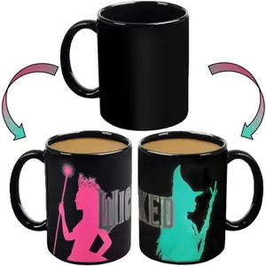 Wicked Heat Reveal Coffee Mug, 11oz - Glinda & Elphaba Witch Design Activates w/ Hot Liquids - Officially Licensed - Broadway Theater Gift for Musical Play & Movie Fans - For Teens & Adults - Ceramic