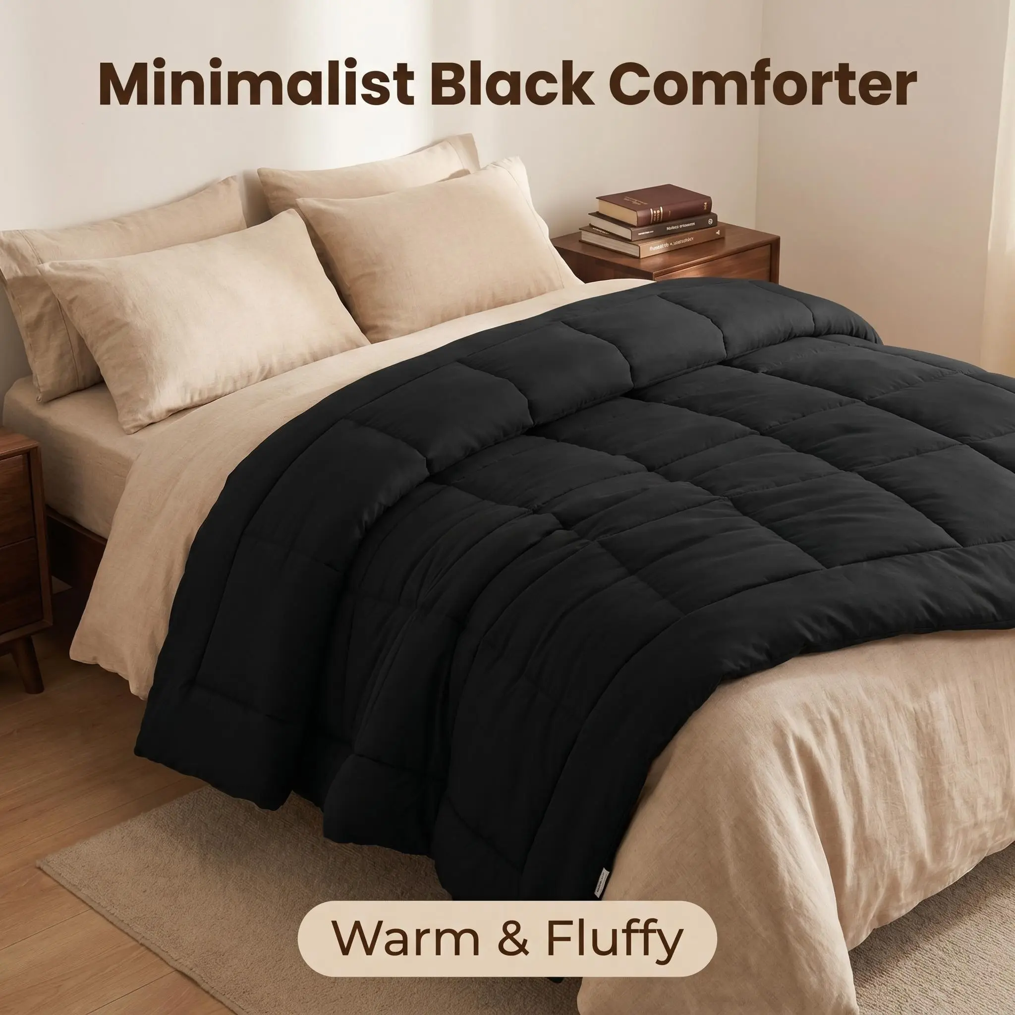 Bedsum 1-Piece Eco-Microfiber Down Alternative Comforter - Ultra Soft, Breathable, Lightweight All-Seasons Bedding, Hotel Sleep Comfort, Machine Washable, OEKO-TEX Skin-Friendly, Allergy Reducing Duvet, One-Piece