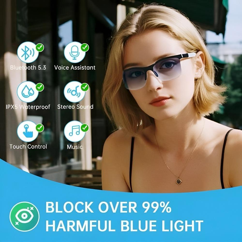 Smart Glasses,Wireless Headphone SmartGlasses for Listening To Music &Calling,Bluetooth-Compatible Creative SportsSmart Glasses Wearable Wireless Earphone Smart Glasses Multifunctional Translation