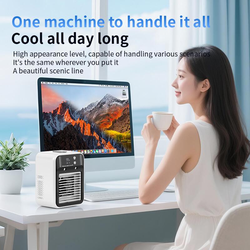 Energy Saving Portable Air Cooler Eco Friendly Evaporative Cooling Technology USB Powered 3 in 1 Air Conditioner Fan with Humidifier for Small Spaces Adjustable Cable