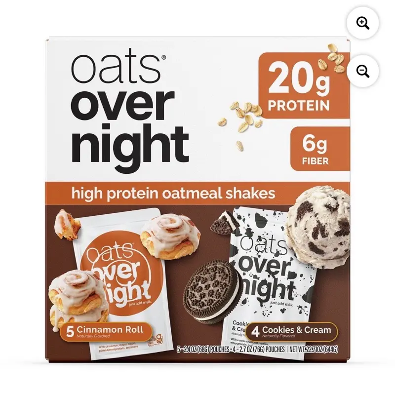 Oats Overnight High Protein Oatmeal Shakes, Variety Pack, 9 ct Oats Overnight High Protein Oatmeal Shakes, Variety Pack, 9 ct