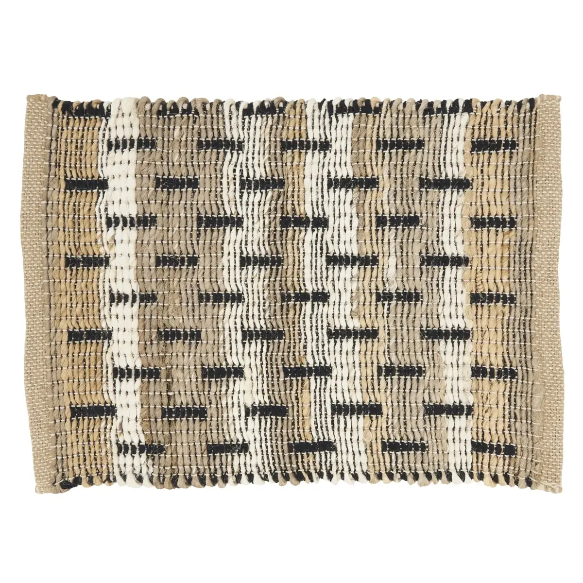 Saro Lifestyle 2485.N1420B Tailored Stripe Tableware Placemat Set, 4 Pieces (14x20 in) - Natural, 45% Recycled Cotton-55% Jute, Spot Clean, for Dining Use, Stripes