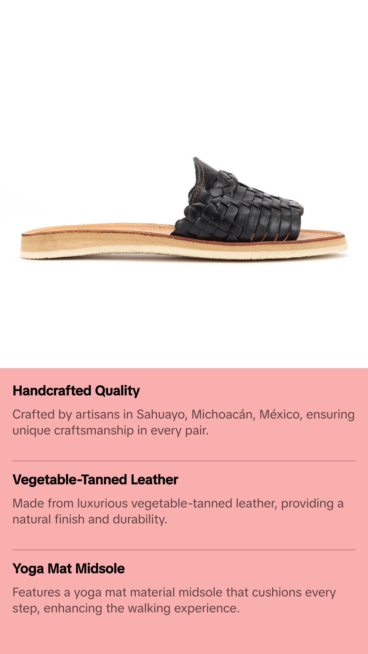 Huarache Peep-Toe Slides Black