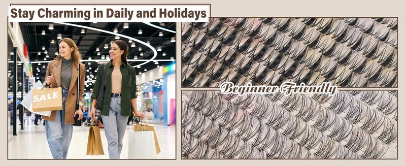 Lash Clusters 144 Pcs Natural Cluster Lashes Invisible Band Manga Lashes Super Thin Band Reusable Soft & Comfortable