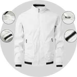 Minimalist Stand-Collar Windbreaker – Contrast Rib Trim Urban Commute Jacket
