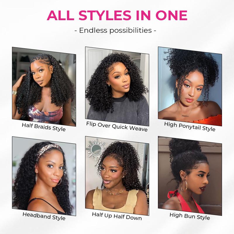 [WEAR GO HALF WIG] ISEE HAIR Invisible Hairline Wear Go Kinky Curly Half Wig InvisiFit Strap Glueless Human Hair Wigs Seamless Flip Over Wig Beginner Friendly Vacation Hair Updo Down StyleComfortable Fit #halfwigtok#SpringStatements