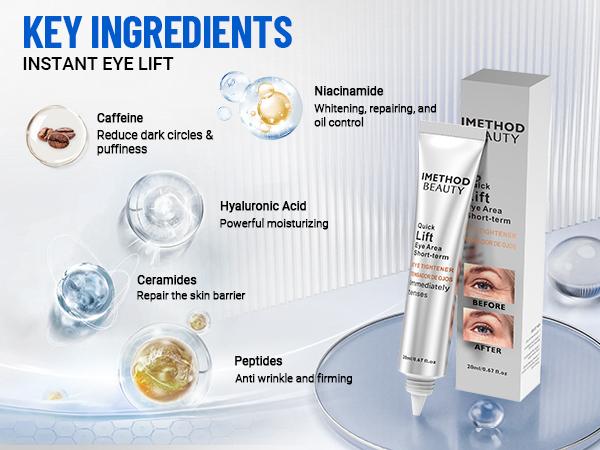 iMethod Perfection Eye Tightener - Temporary Eye Tightener Cream, Under Eye Cream, Instant Firming Formula for Fine Lines & Wrinkles, 20ml
