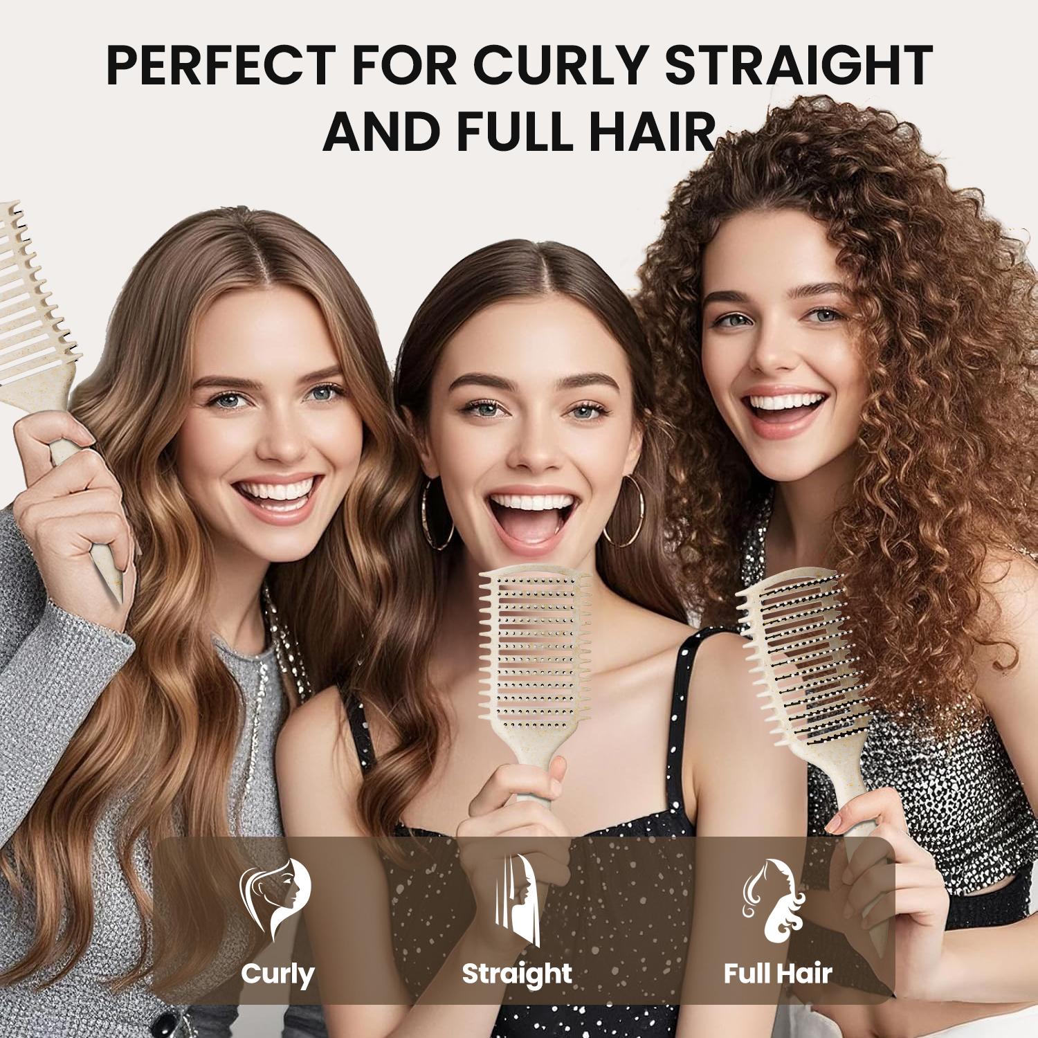Curl Defining Brush, Hollow Out Design Curly Hair Brush, Vented Hair Brush for Detangling, Shaping and Defining Curls For Women and Men Less Pulling