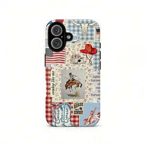 Retro Western-themed phone case, compatible with iPhone 17 Pro Max, 16, 15, 14, 13, 12 and Samsung 25 Ultra Plus, 24, 23, 22, etc.  Features a double-layer shockproof TPU lining. The girly design makes it a perfect gift for girls.