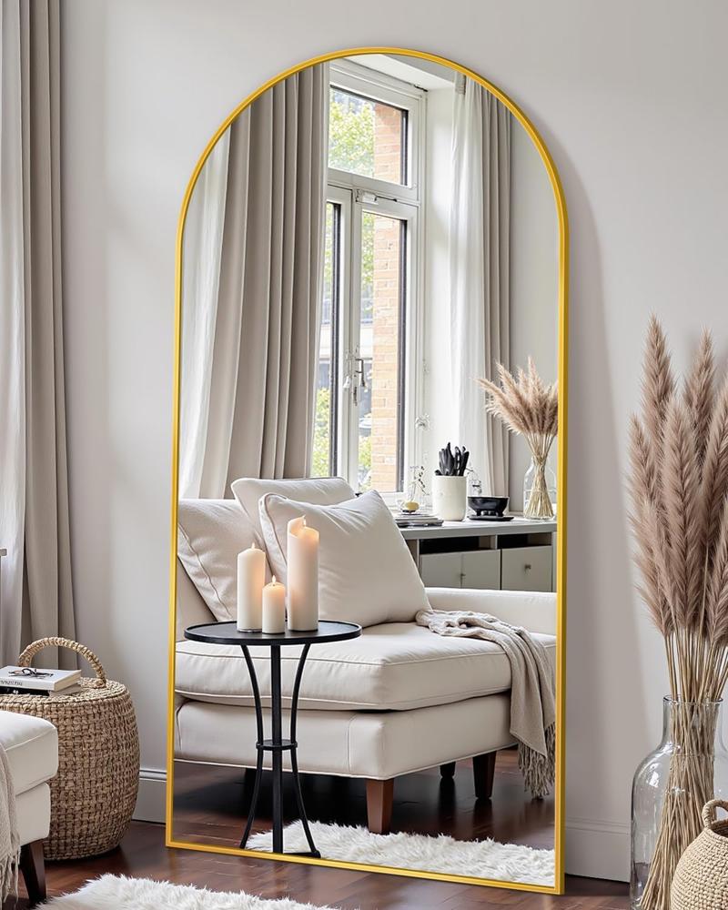 Extra Large Arched Floor Mirror | 68x26 Inch Full Body Mirror with Stand, Wall Mountable for Luxury Bedroom & Living Room Extra Large Arched Floor Mirror | 68x26 Inch Full Body Mirror with Stand, Wall Mountable for Luxury Bedroom & Living Room