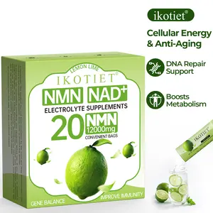 IKOTIET 20PCS Supergreens Premium Superfood Green Drink Mix, enriched with NAD+, NMN, CoQ10, and electrolyte blend — /Arctic Raspberry flavor — a nutrient-rich healthy powder drink.Electrolyte sports supplementsconnective tissue Lime Wellness Supplement