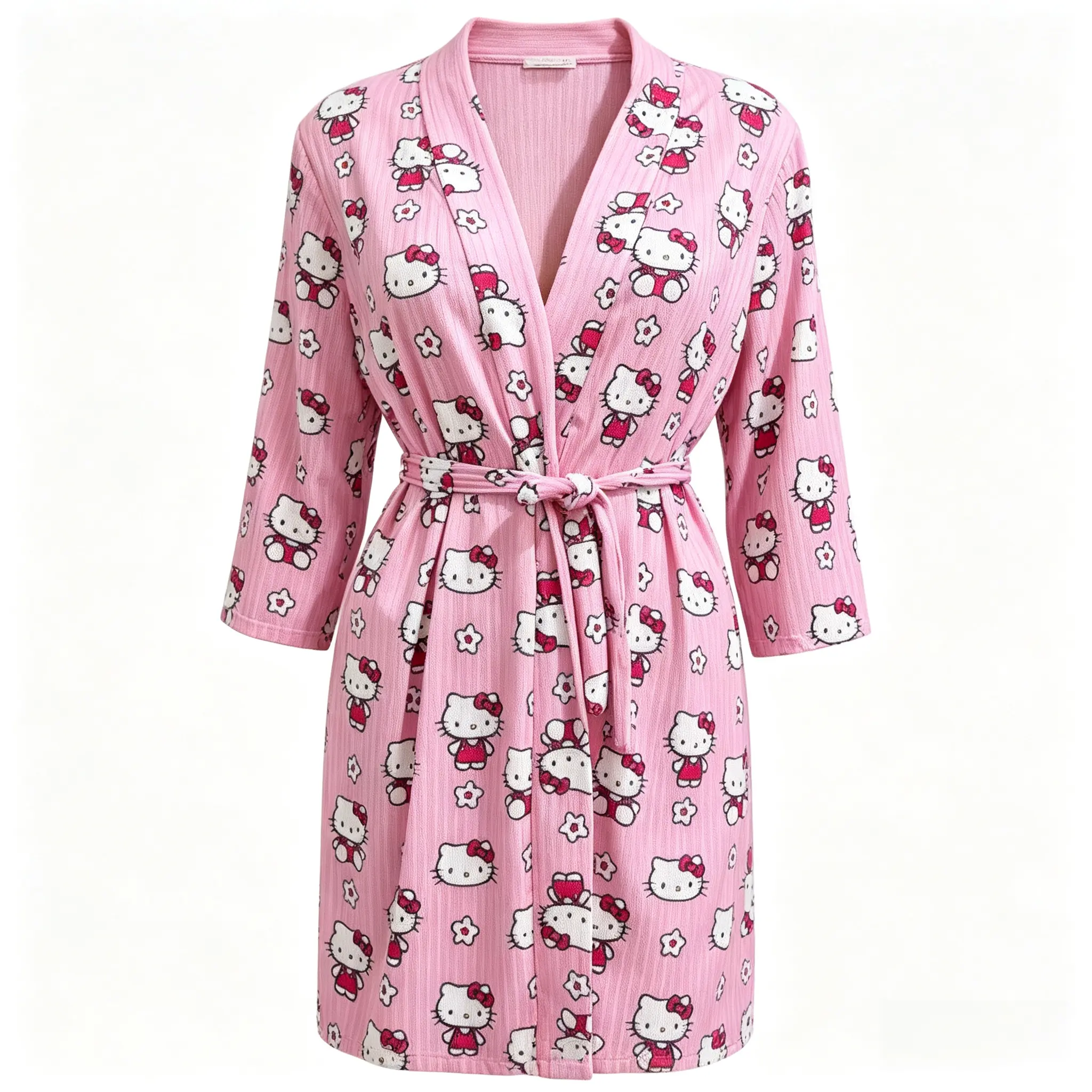 Sanrio Hello Kitty Three‑Quarter‑Sleeve Nightgown Soft Loose Sleep Dress for Women Girls Loungewear