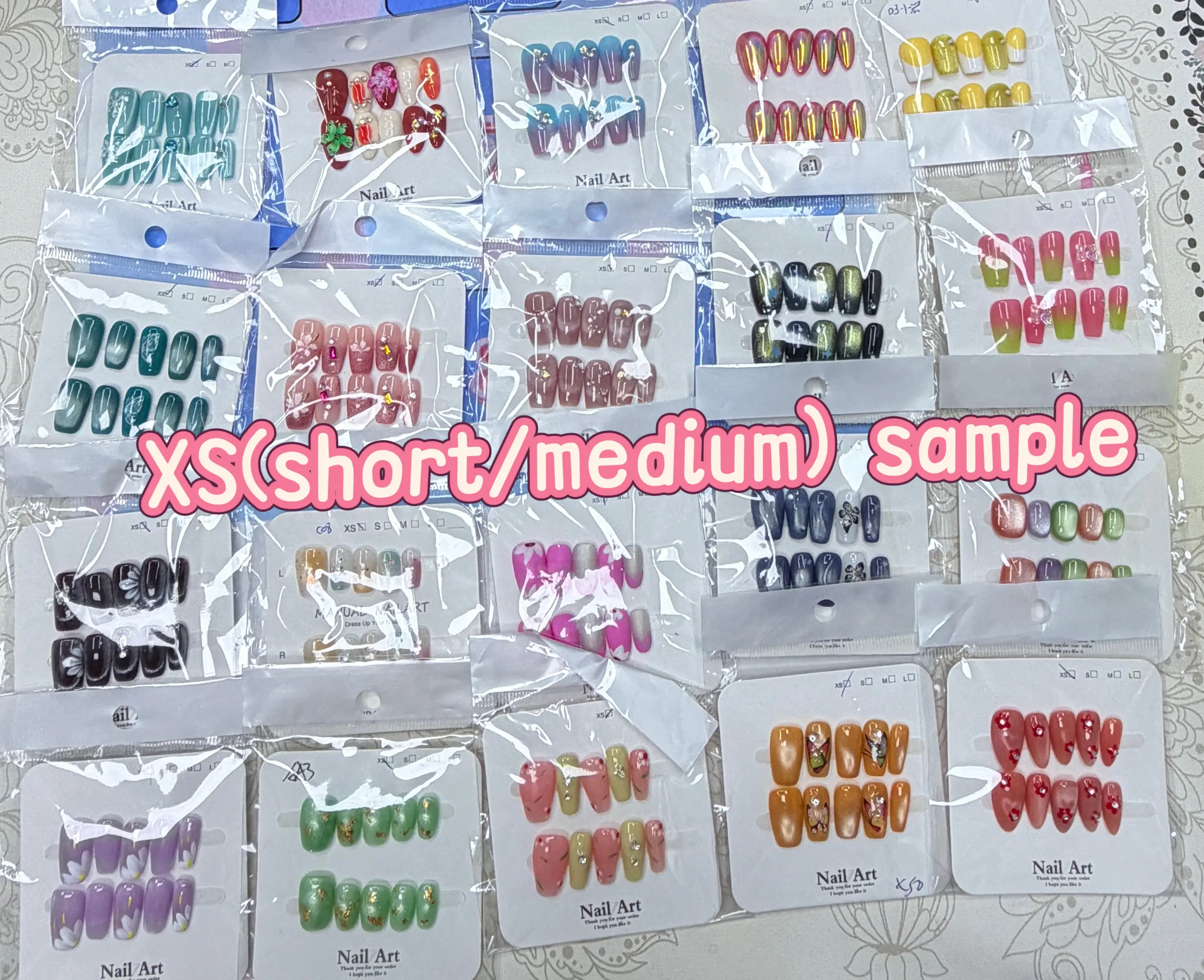 20sets handmade press-on nails selectable size and length random style--Sevia