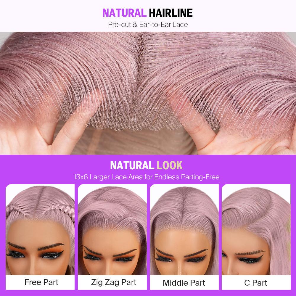 Megalook Hair 13x6 Three-Go Lavender Purple Glueless Wigs Silky Straight With Drawstring 100% Human Hair Wig Lace Front Wig Elegant Ombre Design 320℉ Heat Resistant SpringStatements