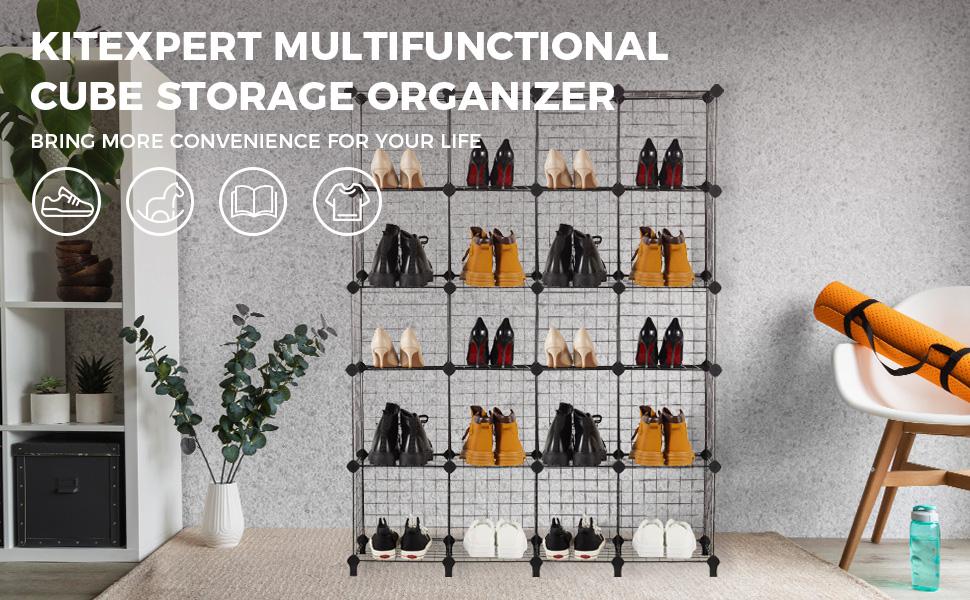 KITEXPERT 6-Cube Wire Storage Organizer，Multi-Use DIY Storage Cube Shelf for Books, Toys, Cat，Rabbit，Dog，Pet Supplies，Gift for Pet，Racks