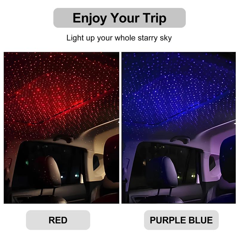 Car Starlight Projector, USB Powered Car Roof Atmosphere Light, Adjustable Romantic Car Interior Light, Portable Car Roof Starry Sky Light for Car Interior/Room/Party/Camping, Plug and Play
