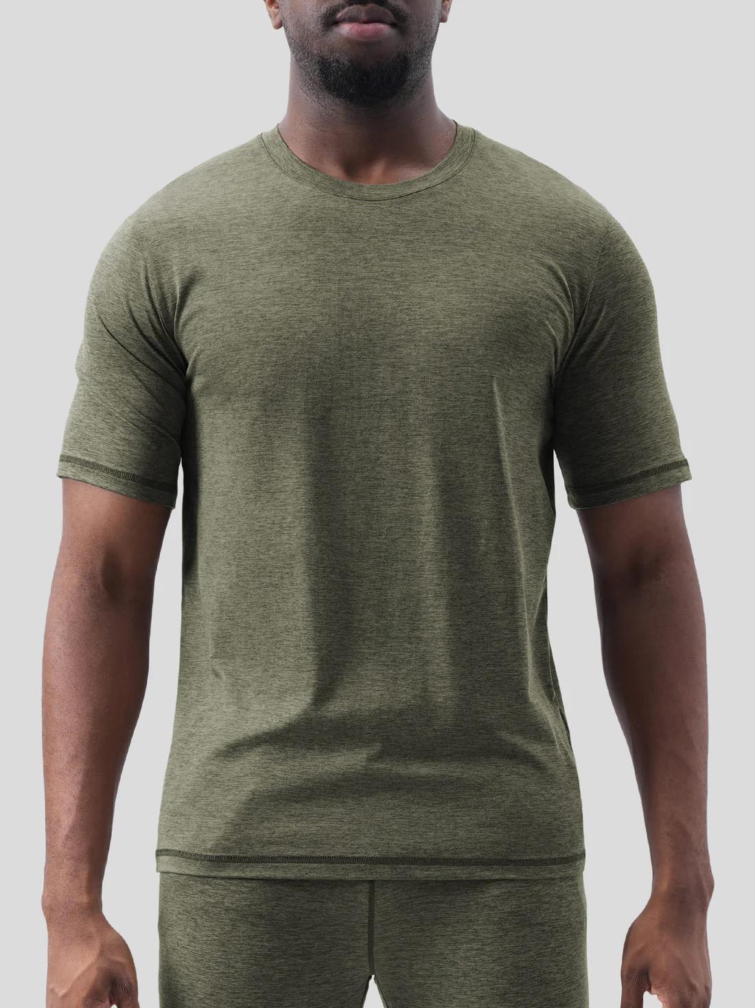 Fioboc Velou Crew Neck Tee, Men's Short Sleeve T-Shirt, Moisture-Wicking, Quick-Dry Athletic Performance Tee for Gym, Running & Workout Sports