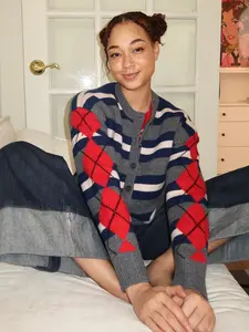 Didi Cardigan in Argyle Stripe Multi