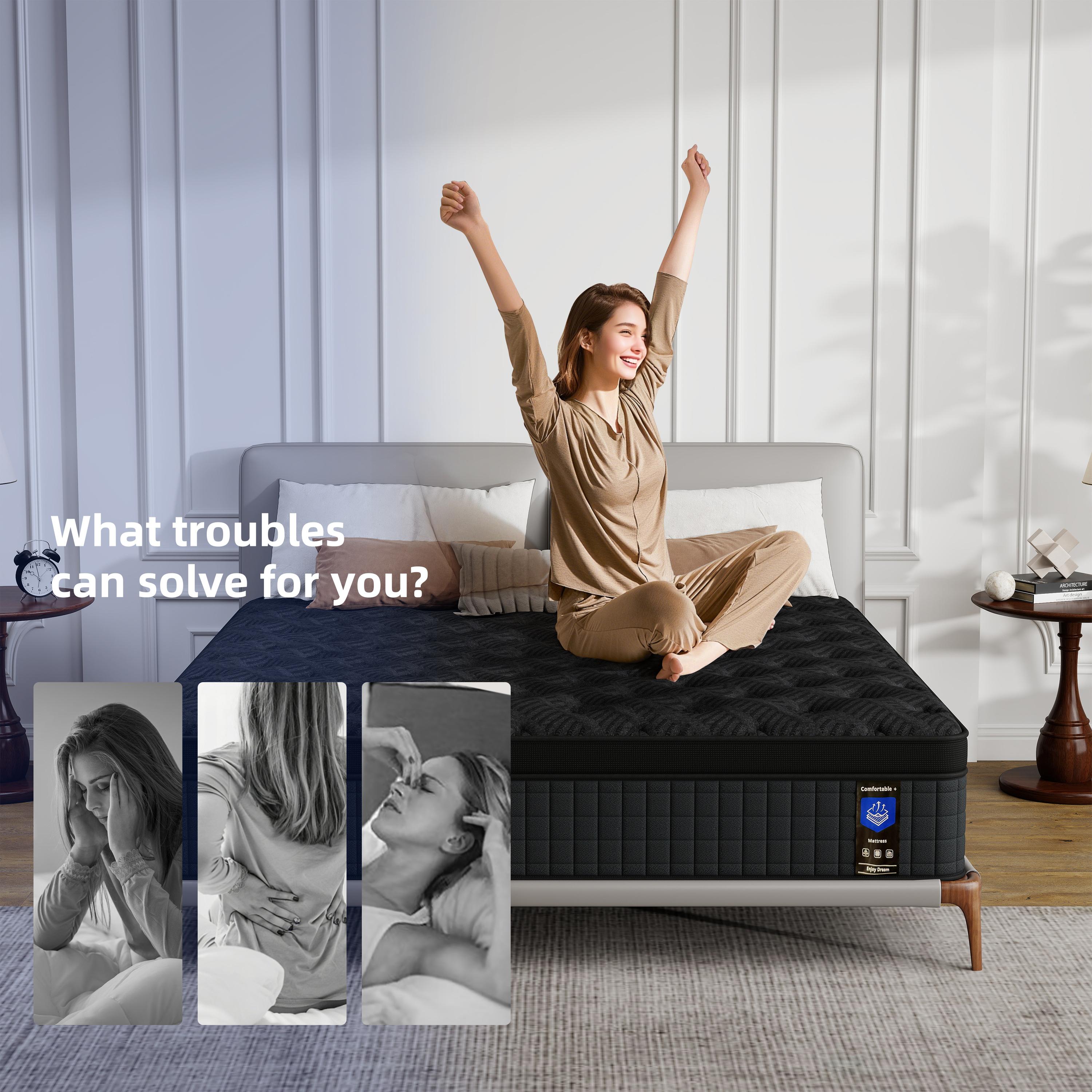 mattress 12/14 Inch Hybrid Mattress Queen SizePocketed Coil Box Mattress Innerspring CertiPUR-US Certified Memory Foam Multi-Layer Support