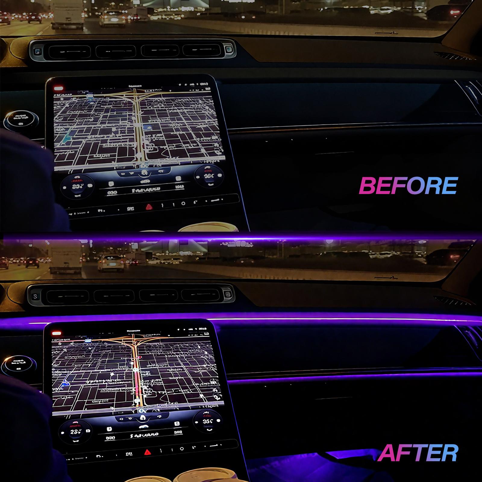 NUISK LED Color Cold Light Wireless Decoration Car Accessories Remote Control Atmosphere Lamp 110cm+110cm nilight truck Car LED rechargeable wireless