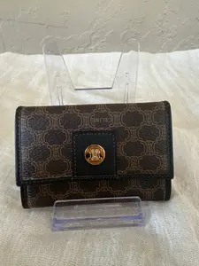 Pre-owned Celine Coated Canvas Card Holder Macadam Triomphe Compact Wallet Card Holder