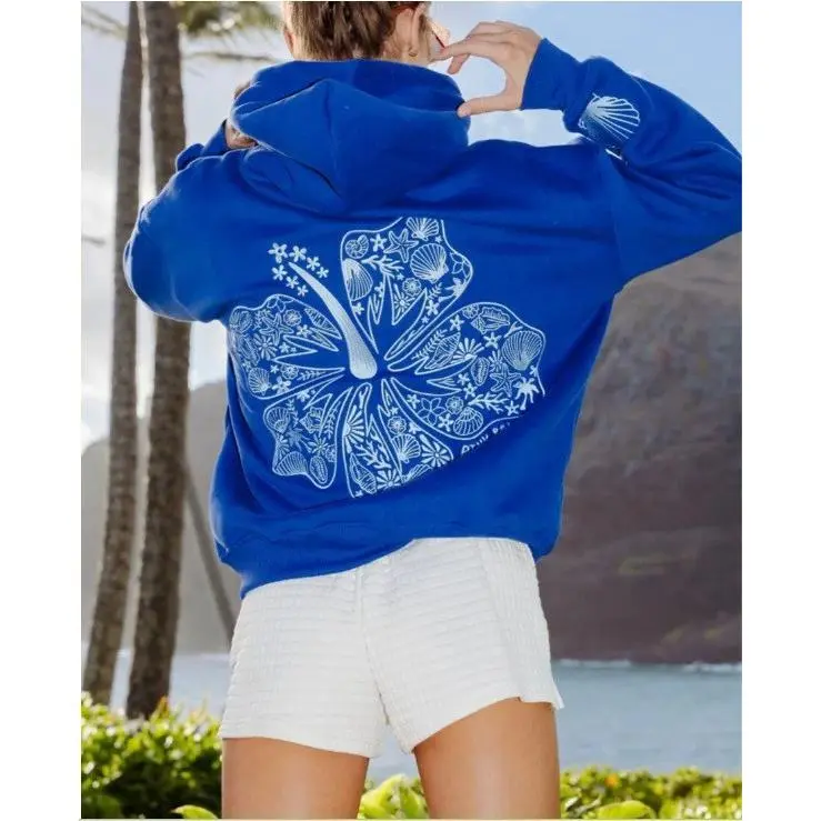 Treasure Blue - Hibiscus Embroidery