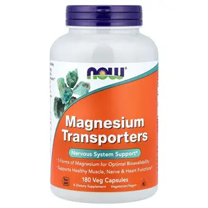 NOW Foods Magnesium Transporters, 180 Veg Capsules (120 mg per Capsule)