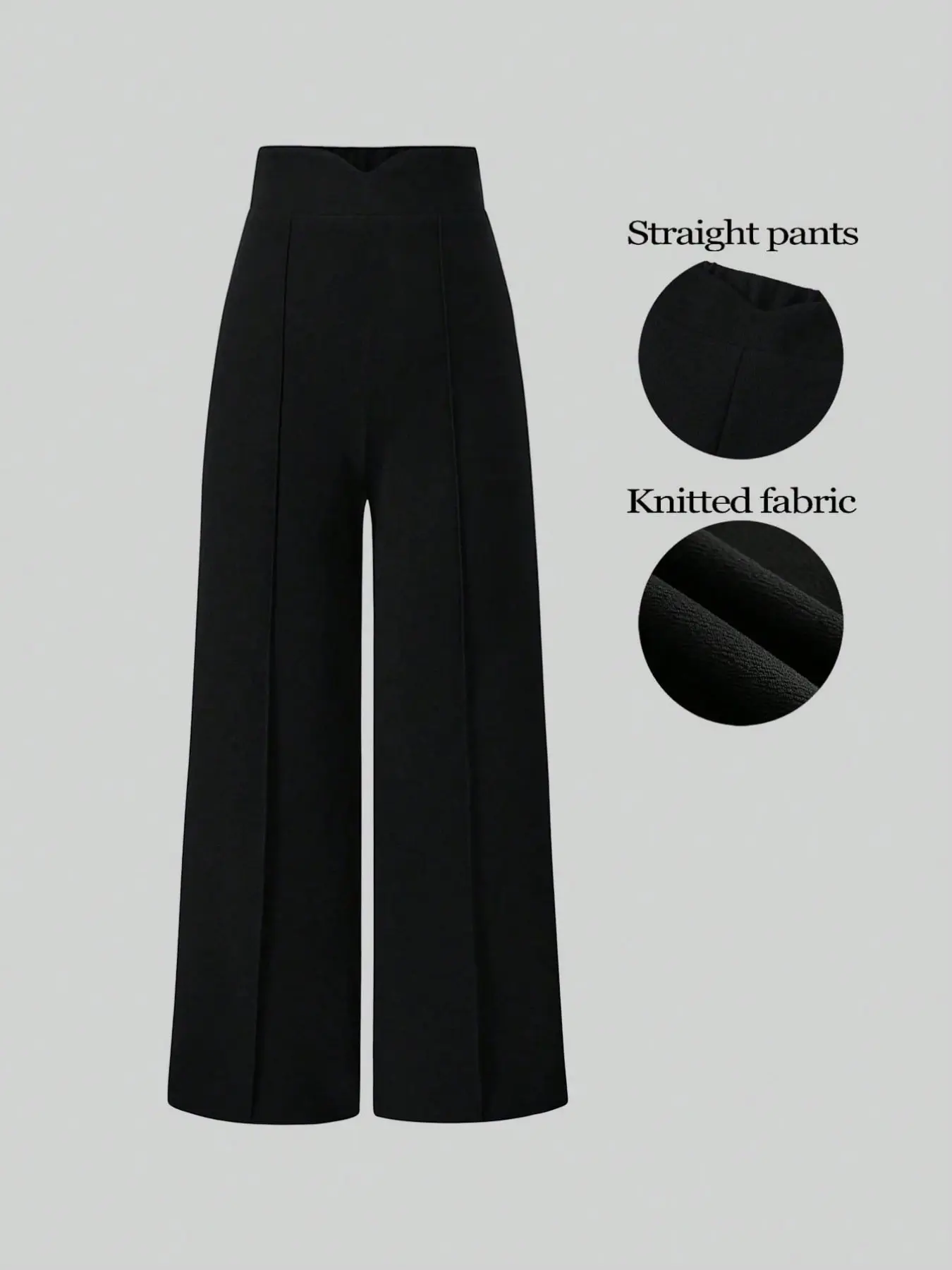 Women's Stretchy Crossover Basic Casual Elastic Waisted High Waist Wide Leg Pants Tummy Control Elastic Waist Pintuck Straight Office Workwear Business Casual Chic Solid Black Flattering Fit All Season, Everyday