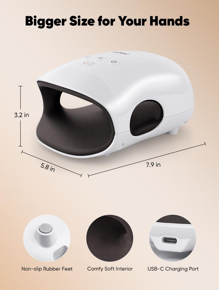 CINCOM Portable Hand Massager, Cordless, Advanced Airwave Technology, Customized Mode & Heating Function, Long-Lasting Battery Life, Auto-Off Feature, Perfect for Daily Relaxation, Comfort, White, Ideal Gift for Christmas & Birthday,dorm essentials,sohoch