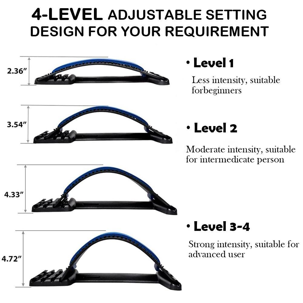 4-Level Adjustable Back Stretcher | Spine Deck for Lower Back Pain Relief | Posture Corrector & Lumbar Support Traction Device