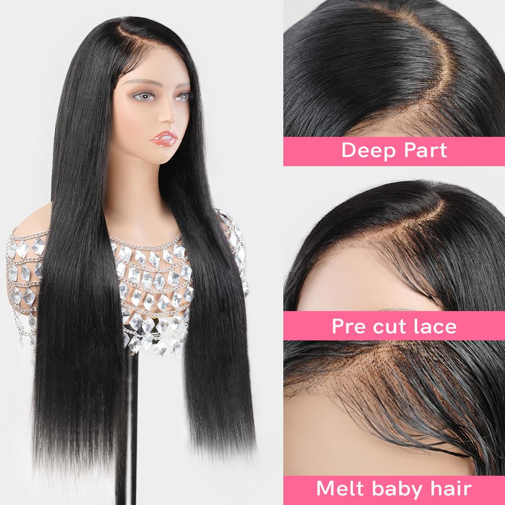 Live Menglle Hair Side Part Straight 13X4 Lace Front Wig With Baby Hair Pre Everything Glueless Quick Wear Human Hair Wigs 200% Density Natural Color#Springfresh#GiftedInLove#Colorpopwig#Menglleclipins