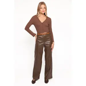 Emer Leather Pant - Chocolate Brown