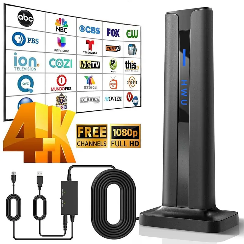 TV Antenna for Indoor/Outdoor Smart HDTV Antenna for Local Channels With 5M Cable And 3M double-sided tape base ,Amplified Signal Booster Support Smart TV and All Older TV's,Support 4K 1080p Smart TV Antenna