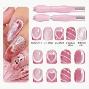 3 in 1 Nail Magnet Tool, Upgraded Multi-Function Magnet Pen Stick for 3D Magnetic Cat Eye Gel Polish Nail Art, Professional Manicure Accessory for Salon, Studio and Home DIY