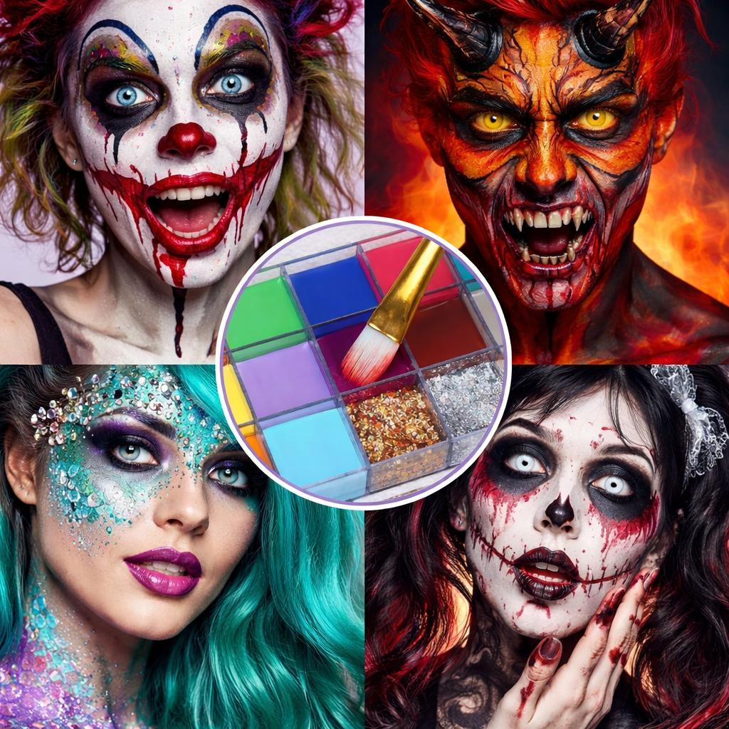 #SohoChic UCANBE Athena 20-Color Face & Body Oil Paint Palette - Safe Non-Toxic Professional Cosmetic Kit, Waterproof Temporary Tattoo, Halloween Special Effects, Cosplay Artistic Makeup for Adults,back to school