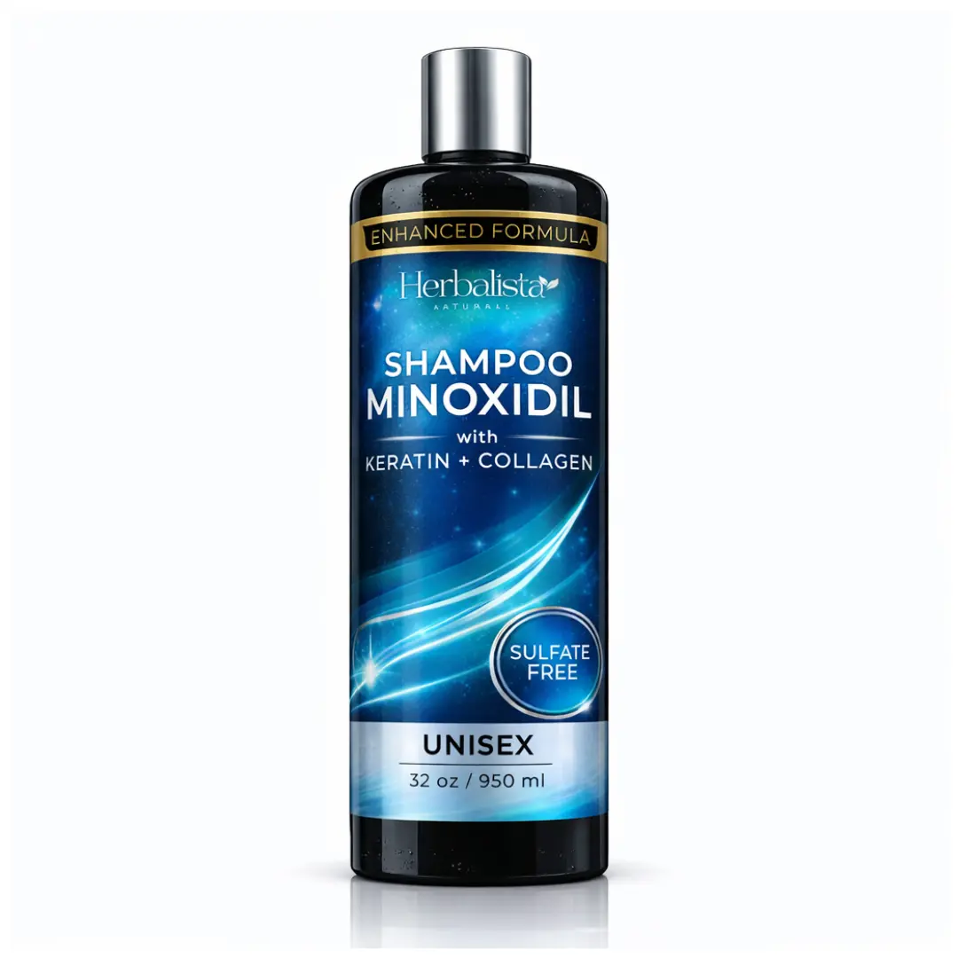 Herbalista Anti-Hair Loss Haircare Shampoo with Minoxidil, Keratin, Collagen - Gentle, Hydrating, Volumizing Formula to Moisturize Any Hair Type, Alcohol & Oil-Free, Unisex, 32oz