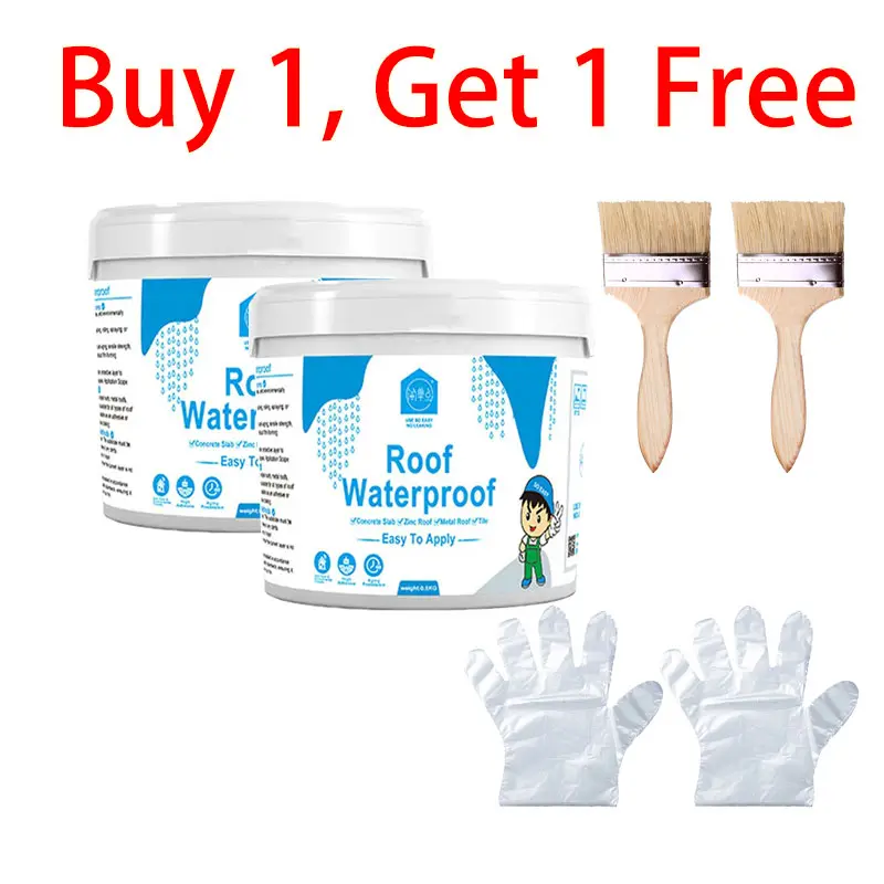 [Buy 1, Get 1 Free] 1.1 lb Waterproof Coating (17.6 oz); Suitable for outdoor use, roofs, and walls; Resistant to both cold and heat.