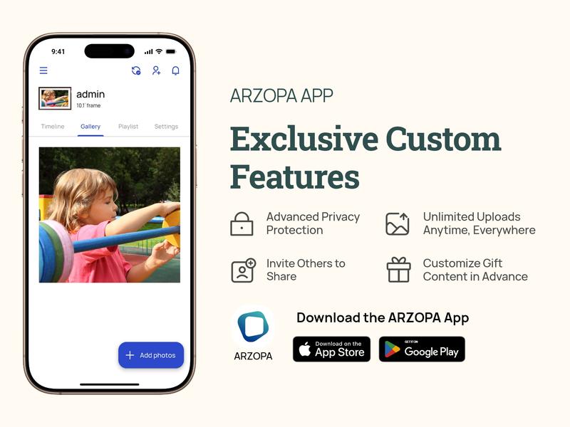 ARZOPA WiFi Digital Touch Screen Photo Frame Free Unlimited Cloud Storage Touchscreen 120s Video Frame PhotoFrame Digital Picture Frame Auto Rotate for Gift Idea