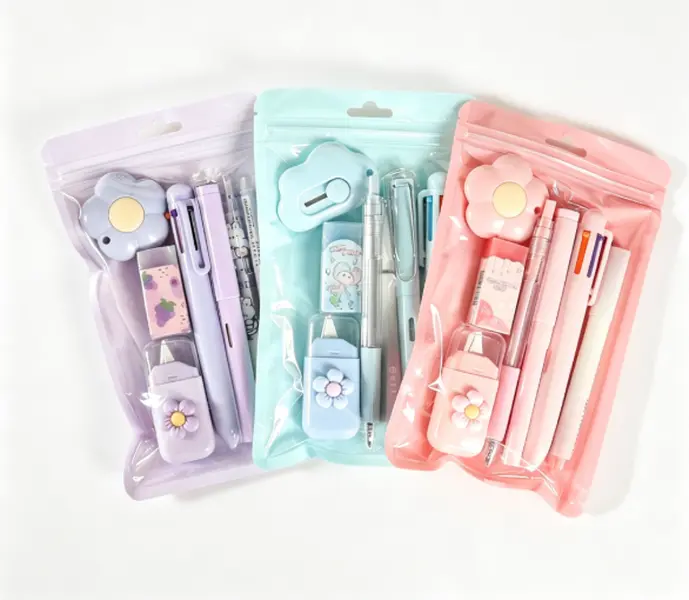 Cute Pastel Stationery Set for Girls, School Supplies Kit with Pens, Mechanical Pencil, Eraser & Correction Tape, Kawaii Writing Accessories, Aesthetic Office Supplies, Back to School Essentials, Student Gift Set