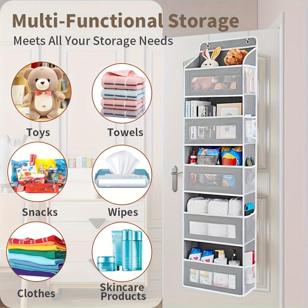 Over-the-Door Hanging Storage Box 4-Tier Fabric Organizer with Large Pockets Ideal for Bedroom Bathroom Pantry Organization Home Spacesaving Solution Compact Functional Sturdy Lightweight Organizer Container Shelf