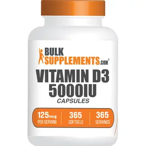 BulkSupplements Vitamin D3 Softgels - Choleciferol - Bone Health - 365 Softgels - 5000IU - 125mcg per Serving