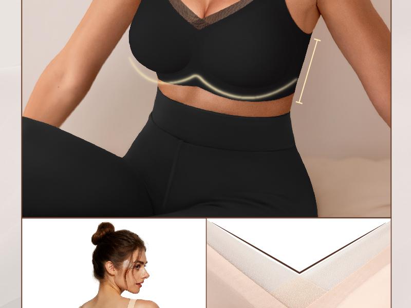 Vertvie Jelly Bra Cross Lace Seamless Comfort Wireless Bras Support All-Day Confidence Push Up Full Coverage Everyday Bras