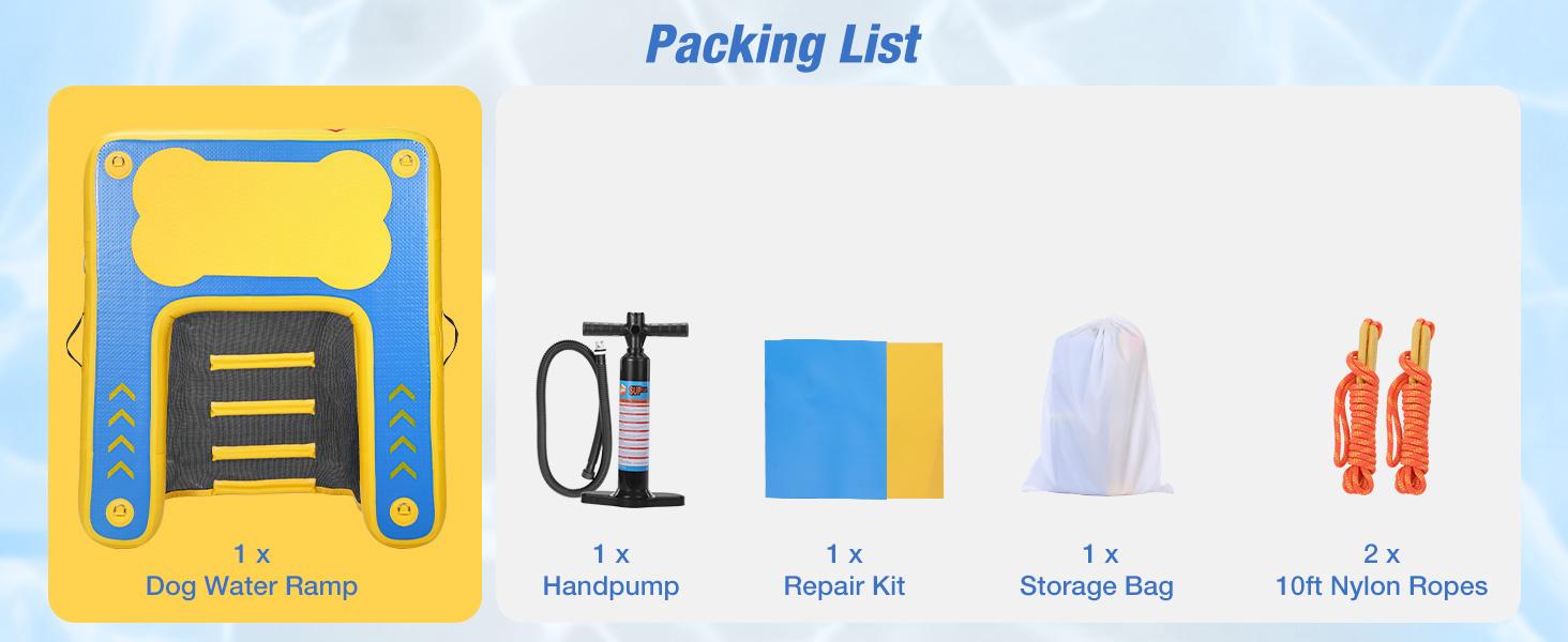 WARMOUNTS Inflatable Dog Water Ramp, Floating Dock Platform for Big Dogs (Up to 220 LBs) with Ladder, Ropes, Non-Slip Pad, High Visibility Dogs Safety Ramp for Pool, River, Boat WARMOUNTS Inflatable Dog Water Ramp, Floating Dock Platform for Big Dogs (Up to 220 LBs) with Ladder, Ropes, Non-Slip Pad, High Visibility Dogs Safety Ramp for Pool, River, Boat